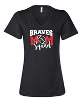 Mechanicsville Braves Women's Bella and Canvas Short Sleeve Relaxed Fit V Neck-FOOTBALL MOM SQUAD