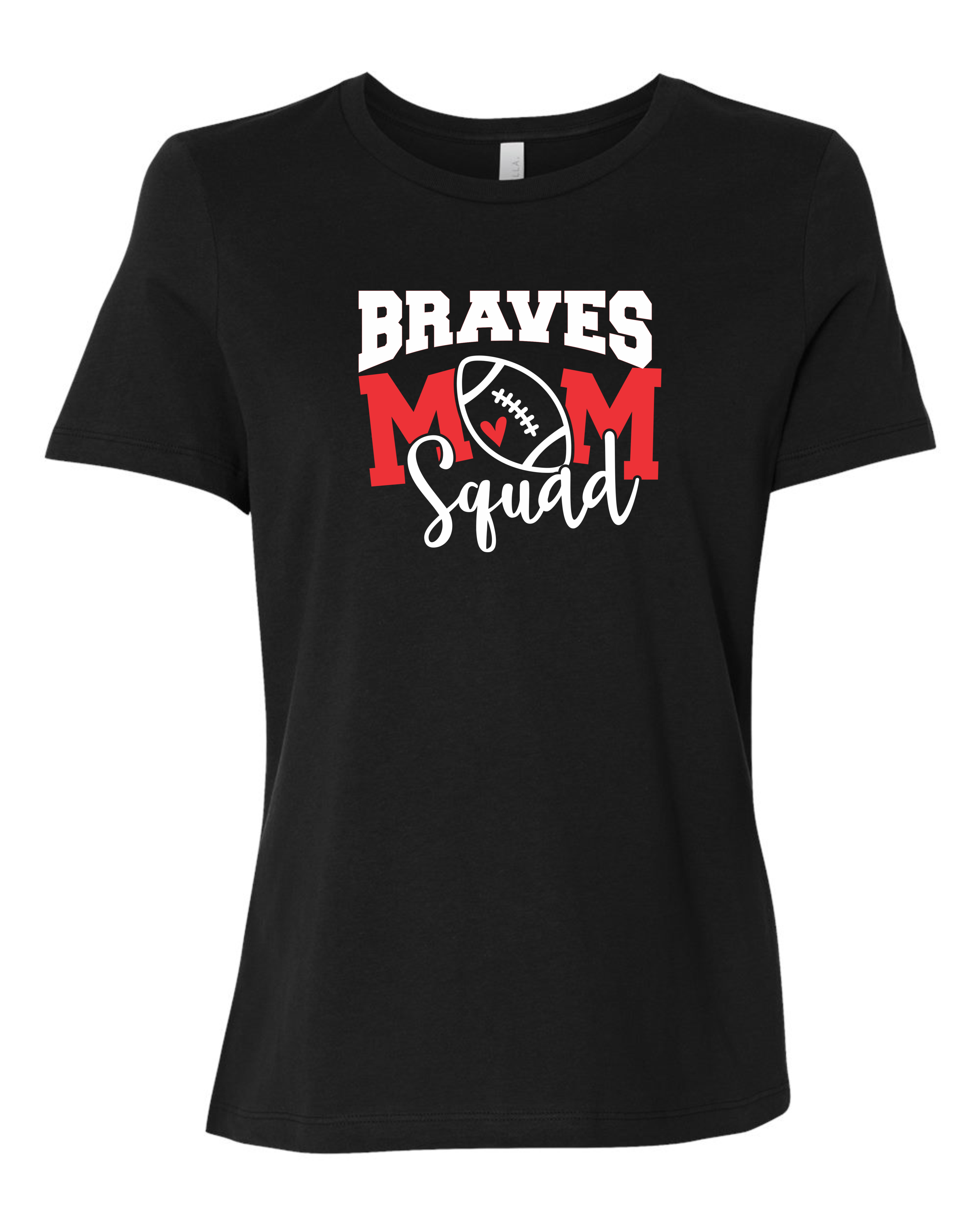 Mechanicsville Braves Women's Bella and Canvas Short Sleeve Relaxed Fit Round Neck-FOOTBALL MOM SQUAD