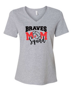 Load image into Gallery viewer, Mechanicsville Braves Women&#39;s Bella and Canvas Short Sleeve Relaxed Fit V Neck-FOOTBALL MOM SQUAD
