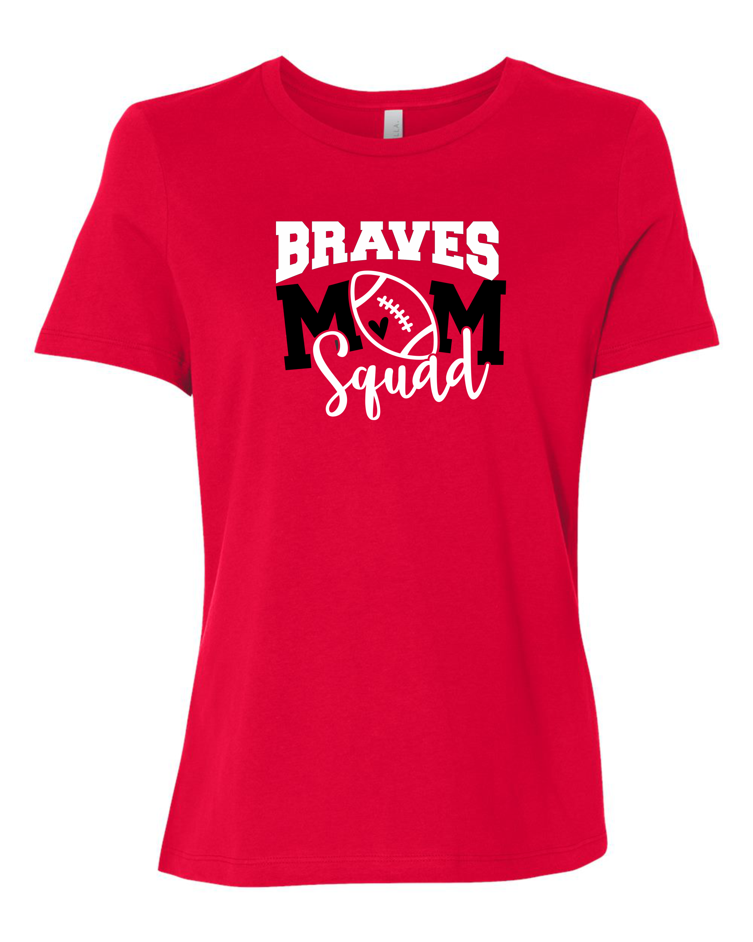 Mechanicsville Braves Women's Bella and Canvas Short Sleeve Relaxed Fit Round Neck-FOOTBALL MOM SQUAD