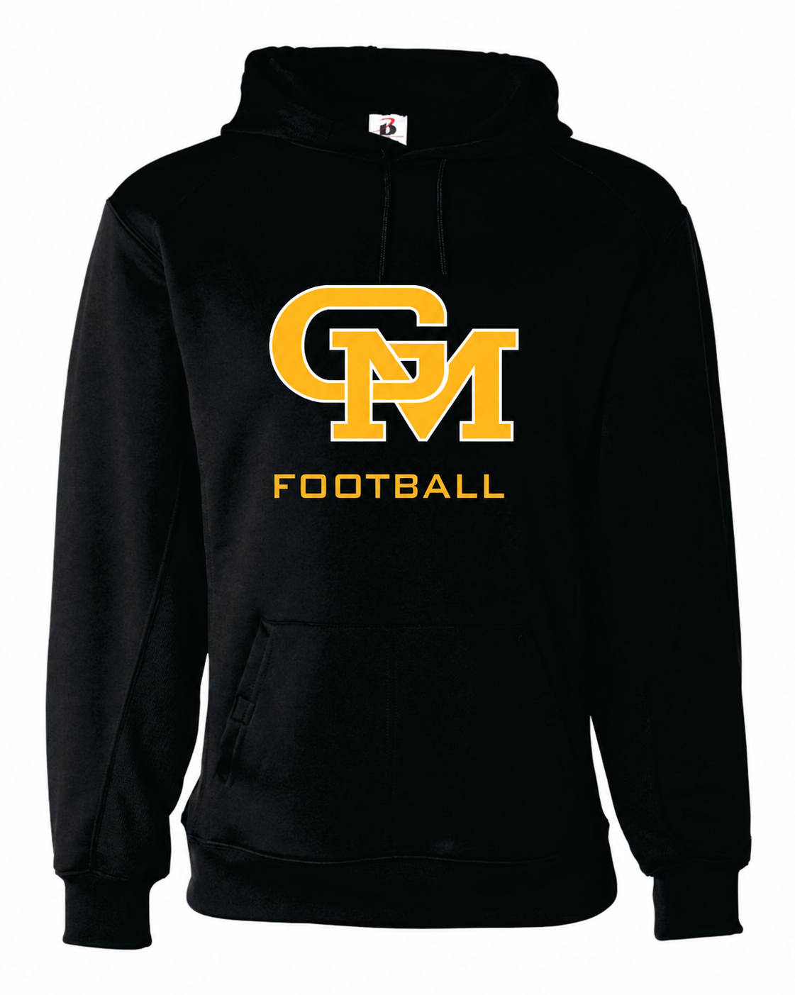 Great Mills Football Badger hoodie in black with new GM logo
