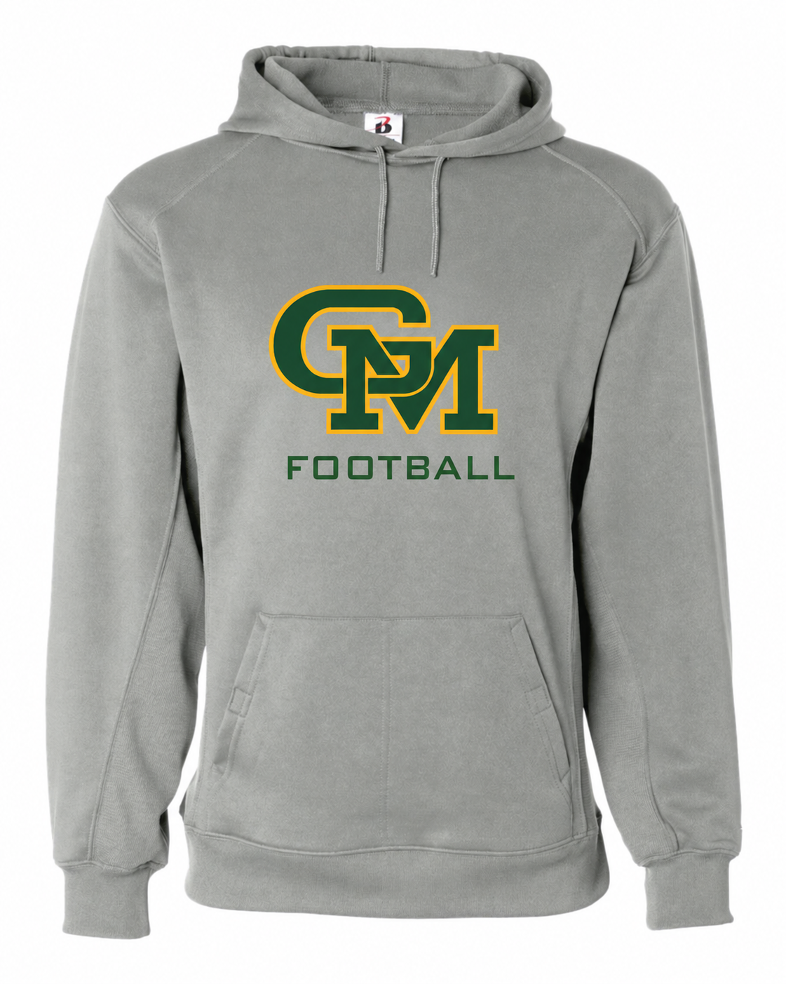 Great Mills Football Badger hoodie in gray with new GM logo
