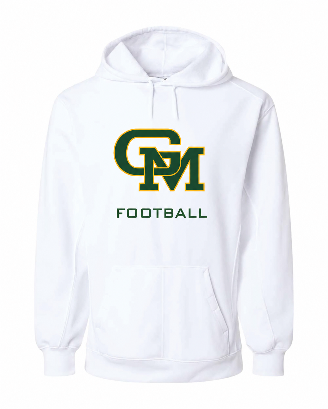 Great Mills Football Badger hoodie in white with new GM logo