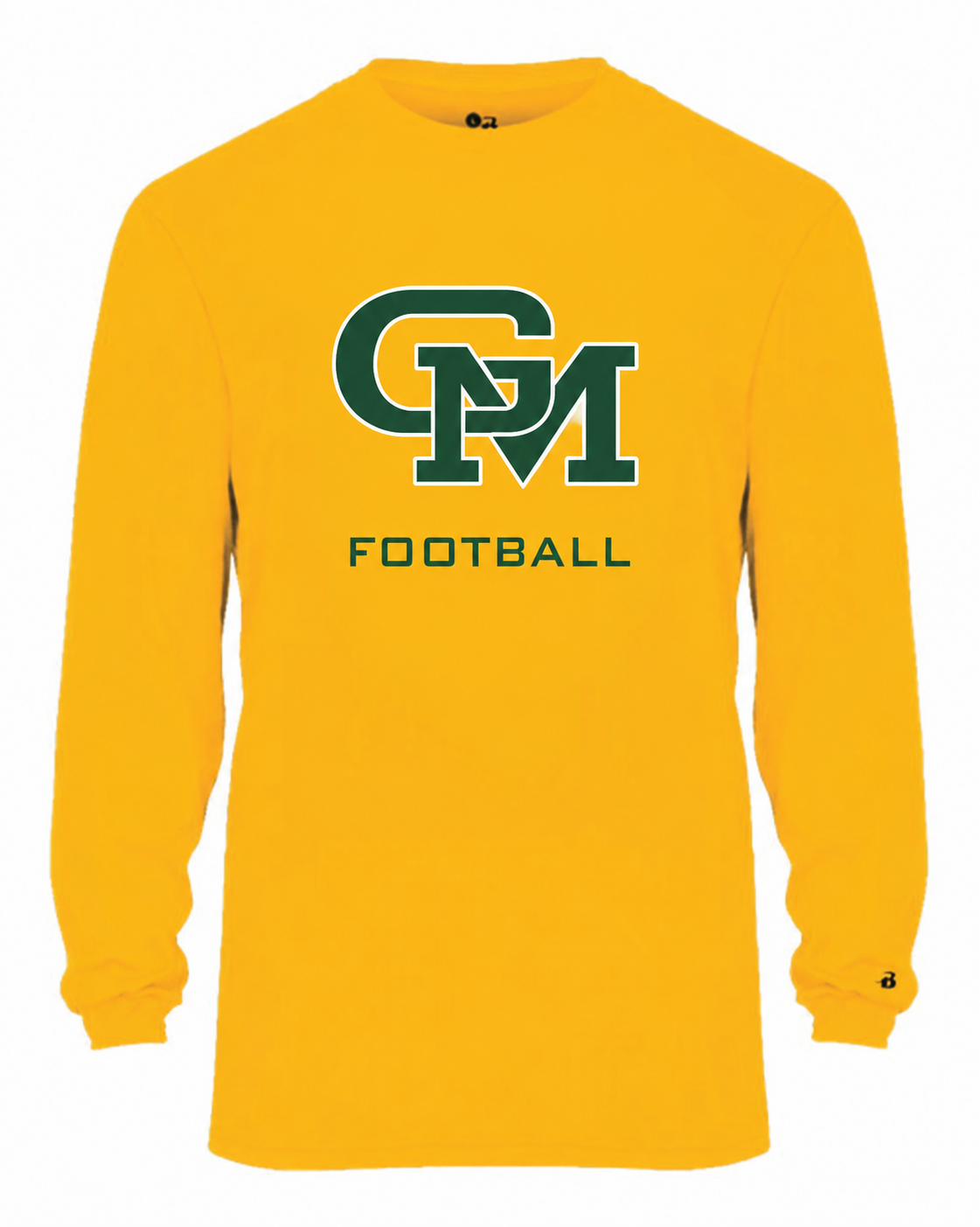 Great Mills Football Badger long sleeve in gold with new GM logo