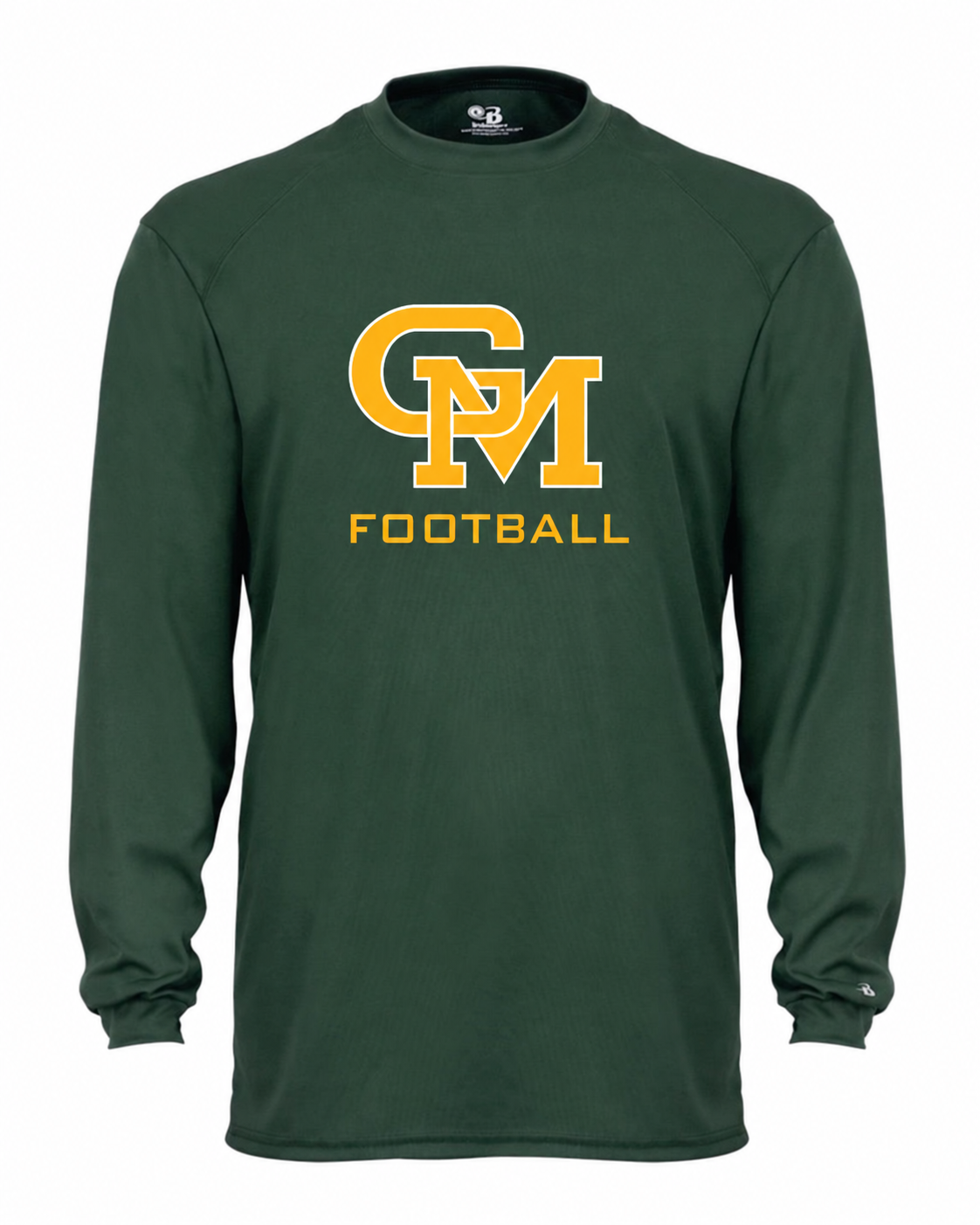 Great Mills Football Badger long sleeve in green with new GM logo