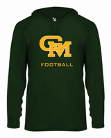 Great Mills Football Badger hooded long sleeve in green with new GM logo