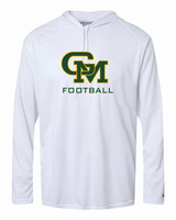 Great Mills Football Badger hooded long sleeve in white with new GM logo