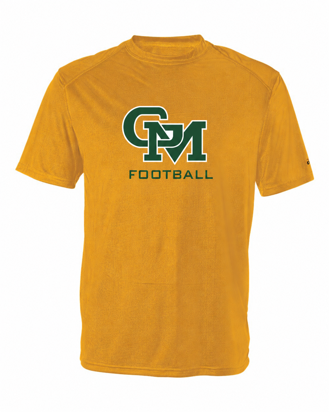 Great Mills Football Badger short sleeve in gold with new GM logo