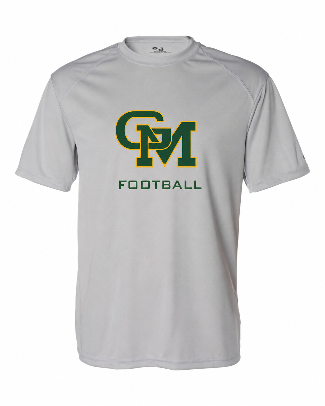 Great Mills Football Badger short sleeve in gray with new GM logo