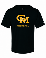 Great Mills Football Badger short sleeve hoodie in black with new GM logo