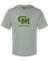 Great Mills Football Badger short sleeve hoodie in gray with new GM logo