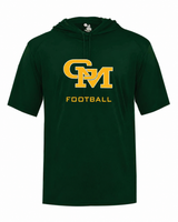 Great Mills Football Badger short sleeve hoodie in green with new GM logo