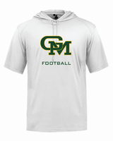 Great Mills Football Badger short sleeve hoodie in white with new GM logo