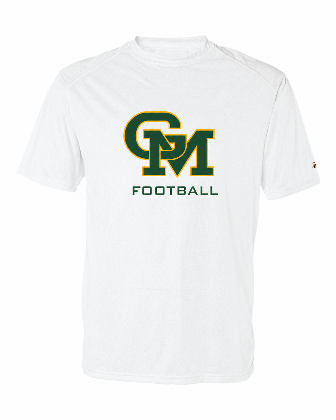 Great Mills Football Badger short sleeve in white with new GM logo