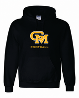 Great Mills Football Gildan hoodie in black with new GM logo