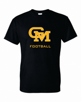 Great Mills Football Gildan short sleeve in black with new GM logo