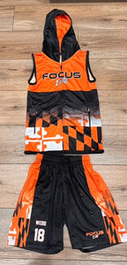 Focus Sleeveless Hooded Zip up and shorts set