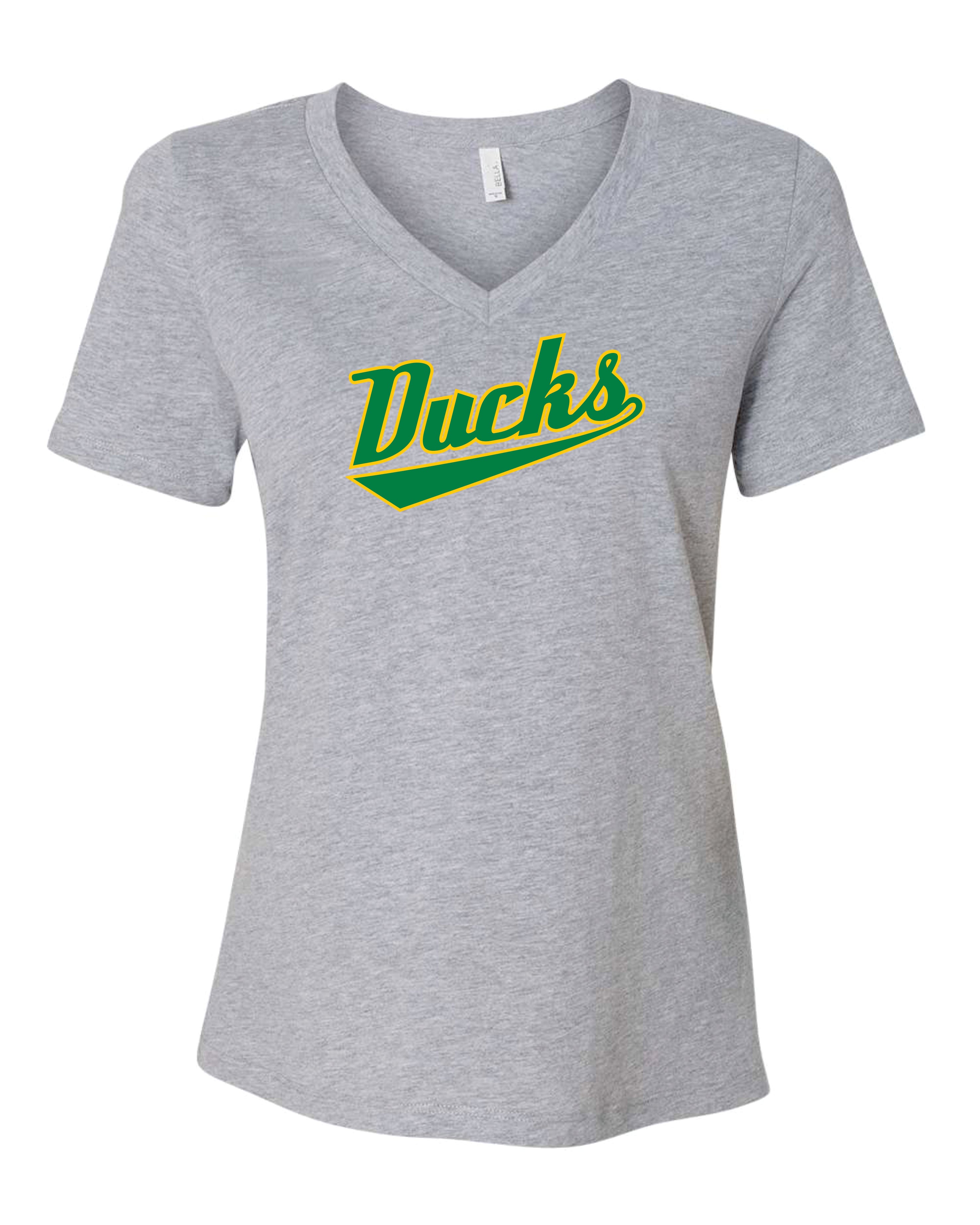 Ducks Women's Bella and Canvas Short Sleeve Relaxed Fit V-Neck