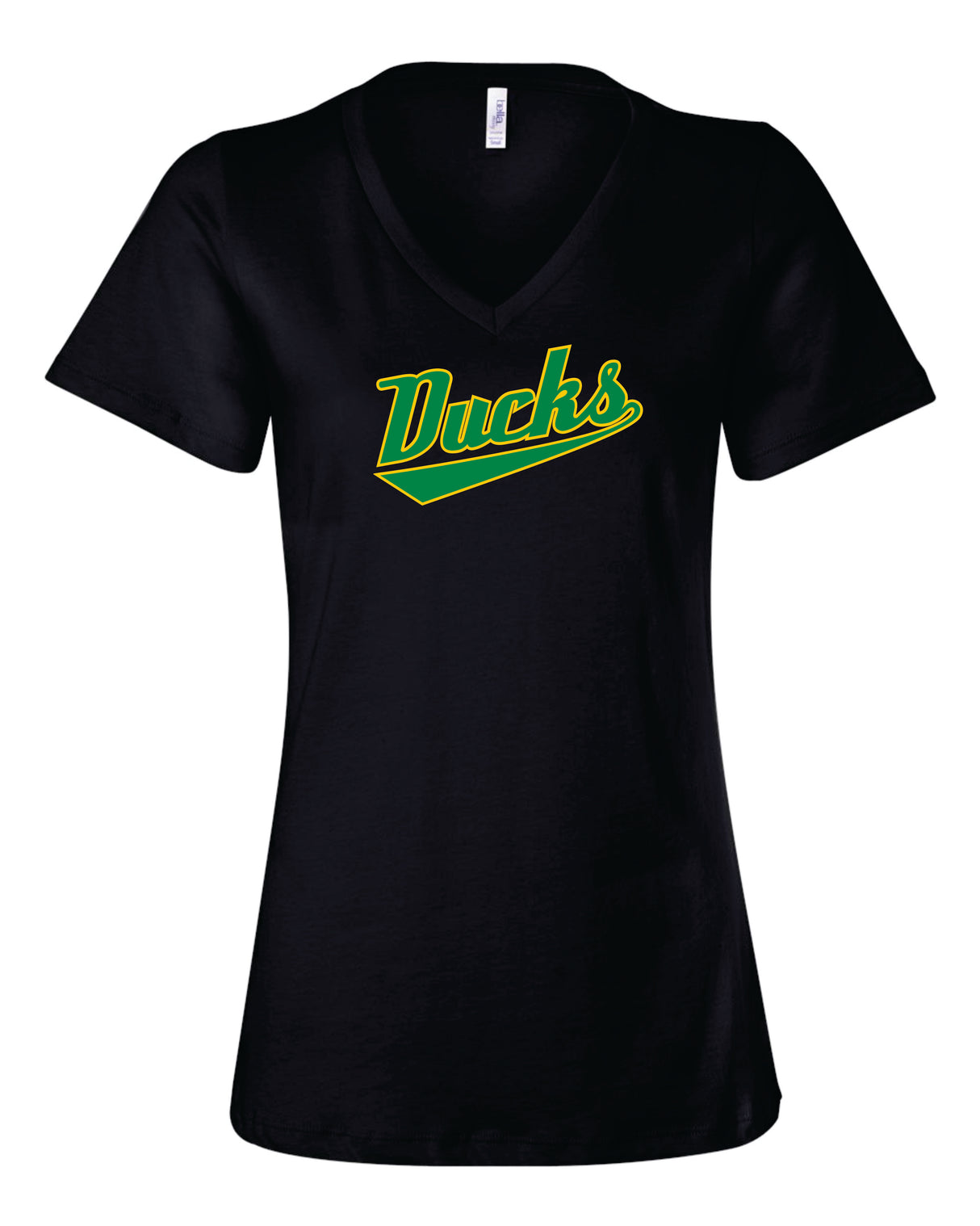 Ducks Women's Bella and Canvas Short Sleeve Relaxed Fit V-Neck